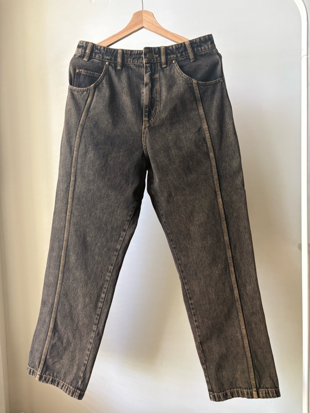 Adidas x Kader “bronze strata” acid wash brown jeans Size 30